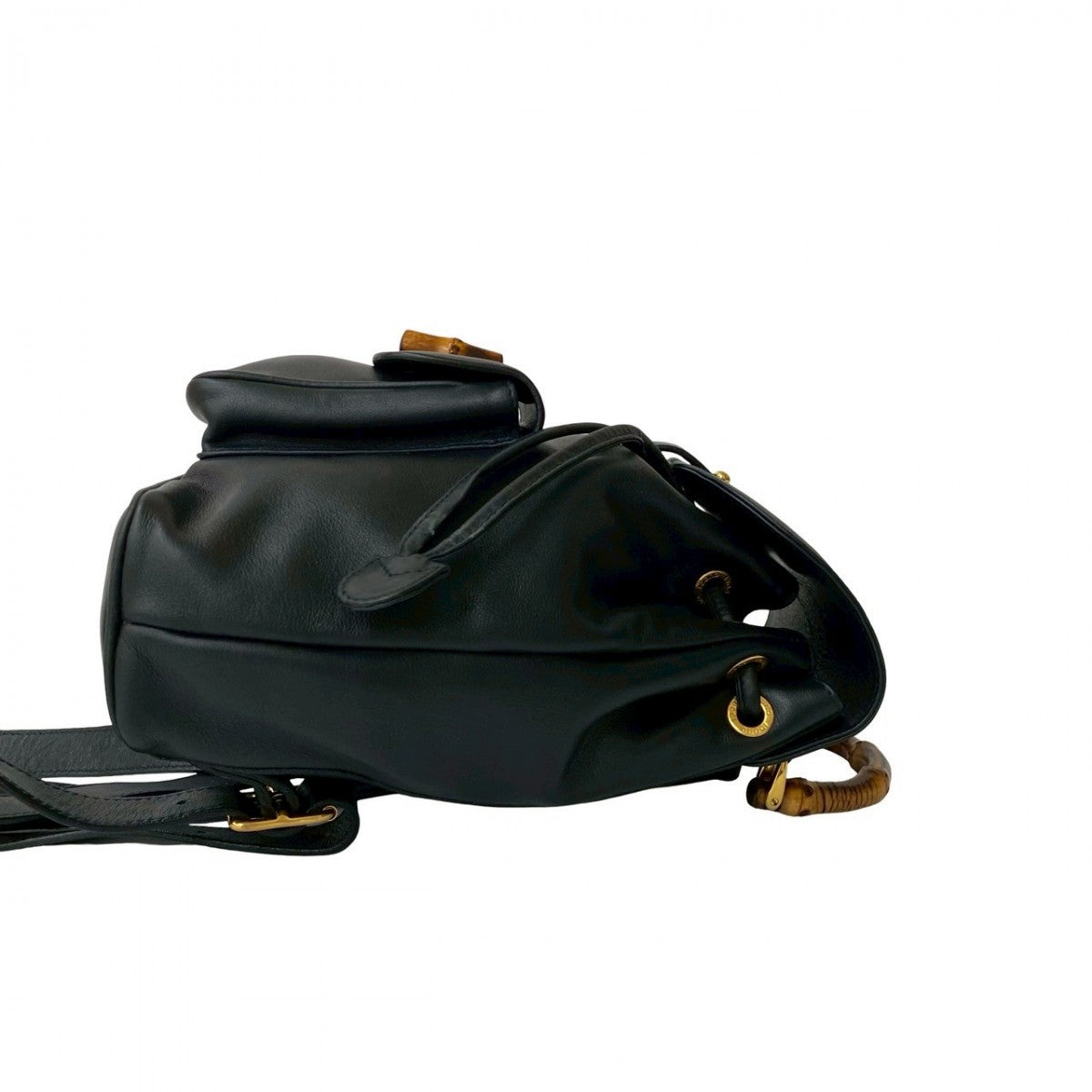 GUCCI Backpack leather Navy Bamboo