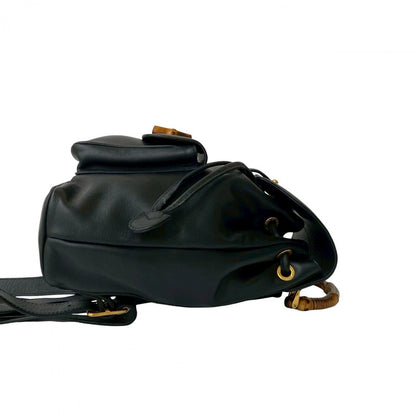 GUCCI Backpack leather Navy Bamboo
