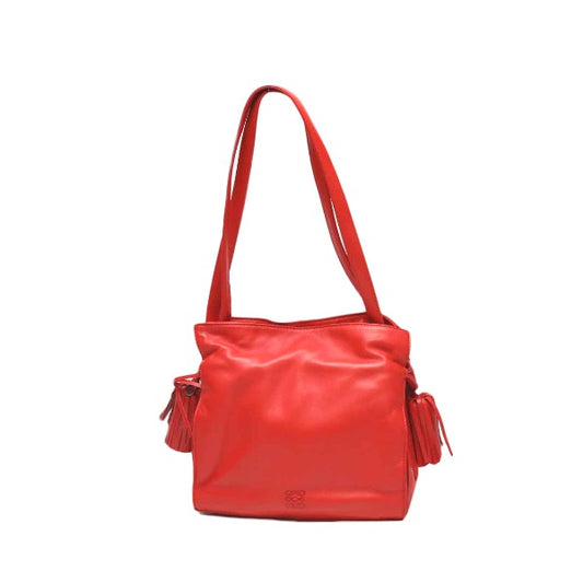 LOEWE Shoulder Bag 380 82 E17 leather Red 2WAY leather Tassel Women Used Authentic