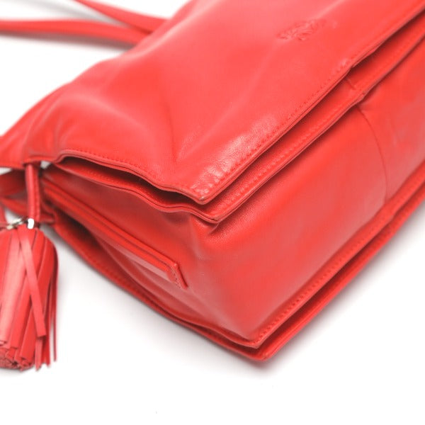 LOEWE Shoulder Bag 380 82 E17 leather Red 2WAY leather Tassel Women Used Authentic