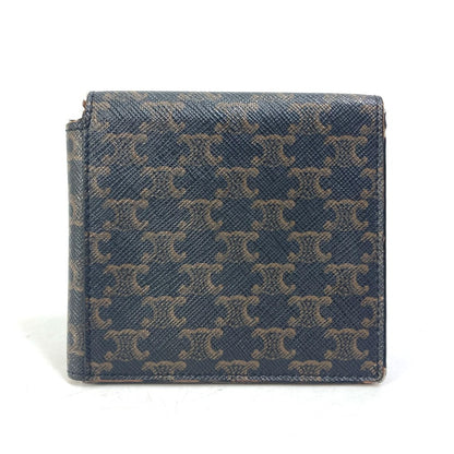 CELINE Folded wallet leather Brown Card Case triomphe wallet mens Used Authentic