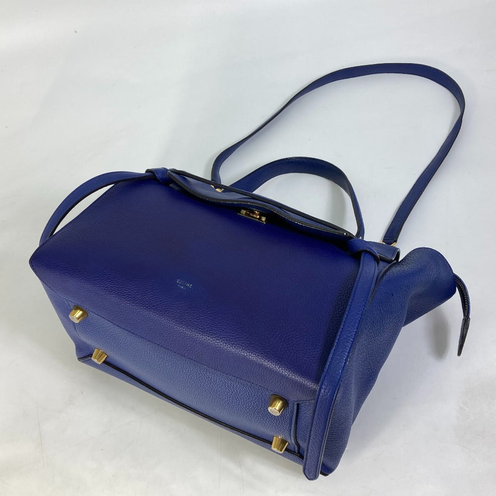 CELINE Shoulder Bag leather blue Handbag Belt bag Women Used Authentic