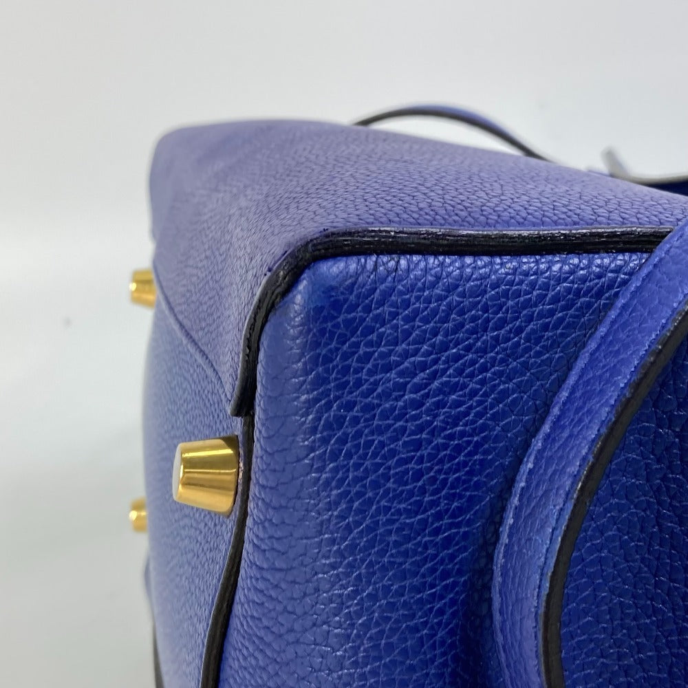 CELINE Shoulder Bag leather blue Handbag Belt bag Women Used Authentic