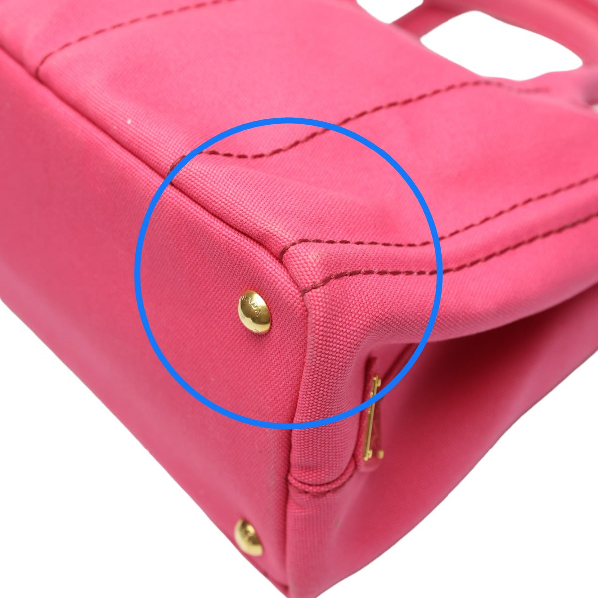 PRADA Tote Bag 1BG439 denim Fusha pink 2 way bag Canapa Women Used Authentic