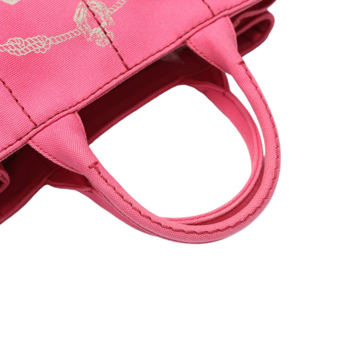 PRADA Tote Bag 1BG439 denim Fusha pink 2 way bag Canapa Women Used Authentic