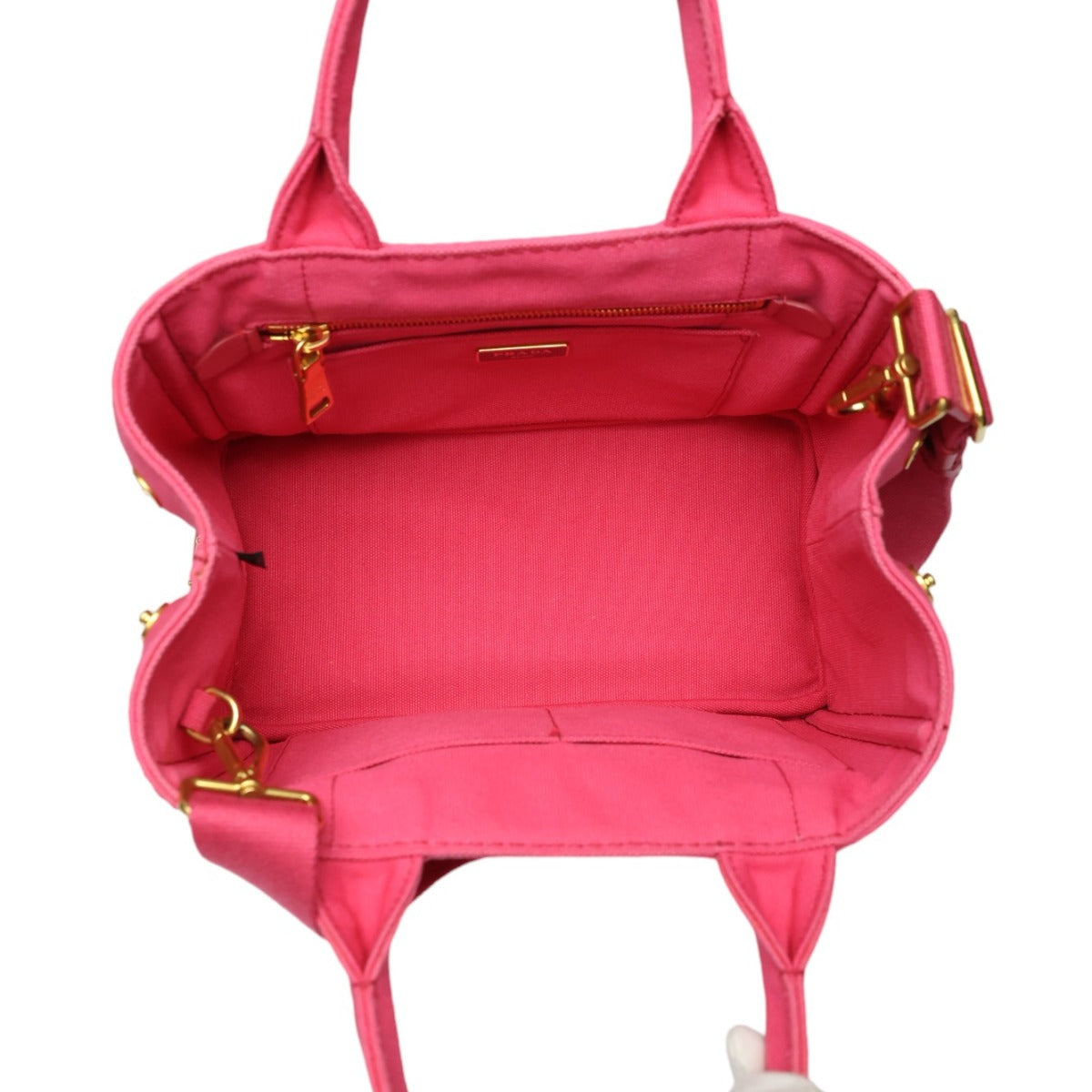 PRADA Tote Bag 1BG439 denim Fusha pink 2 way bag Canapa Women Used Authentic