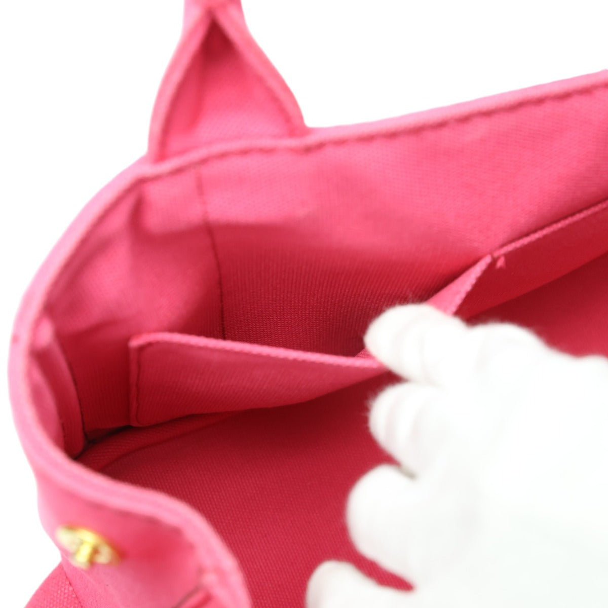 PRADA Tote Bag 1BG439 denim Fusha pink 2 way bag Canapa Women Used Authentic