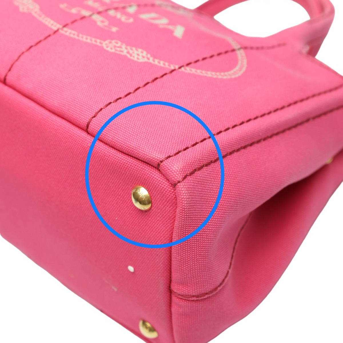 PRADA Tote Bag 1BG439 denim Fusha pink 2 way bag Canapa Women Used Authentic