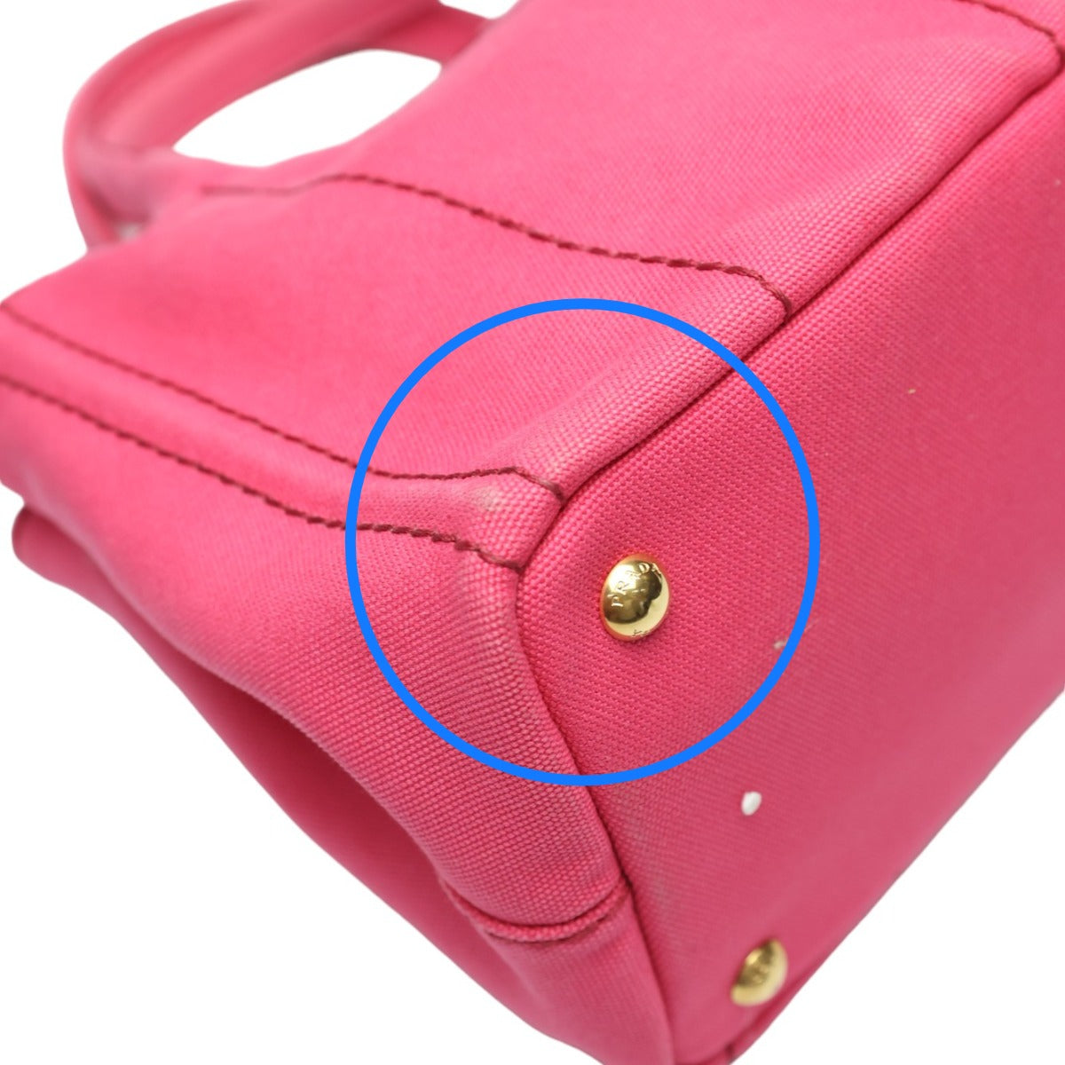 PRADA Tote Bag 1BG439 denim Fusha pink 2 way bag Canapa Women Used Authentic