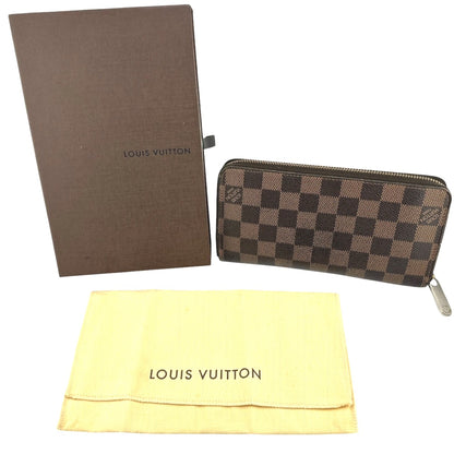 LOUIS VUITTON Long Wallet Purse N60015 Damier canvas Ebene Damier Zippy wallet