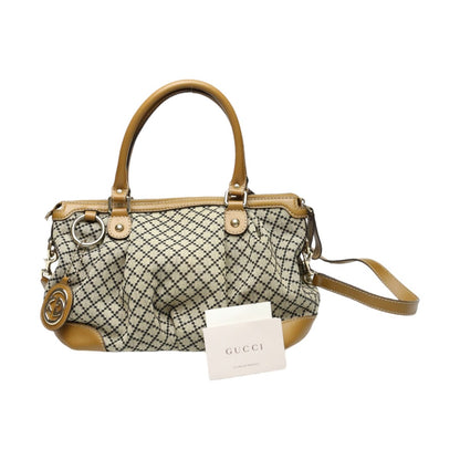 GUCCI Tote Bag 247902 canvas Beige x brown Diamante