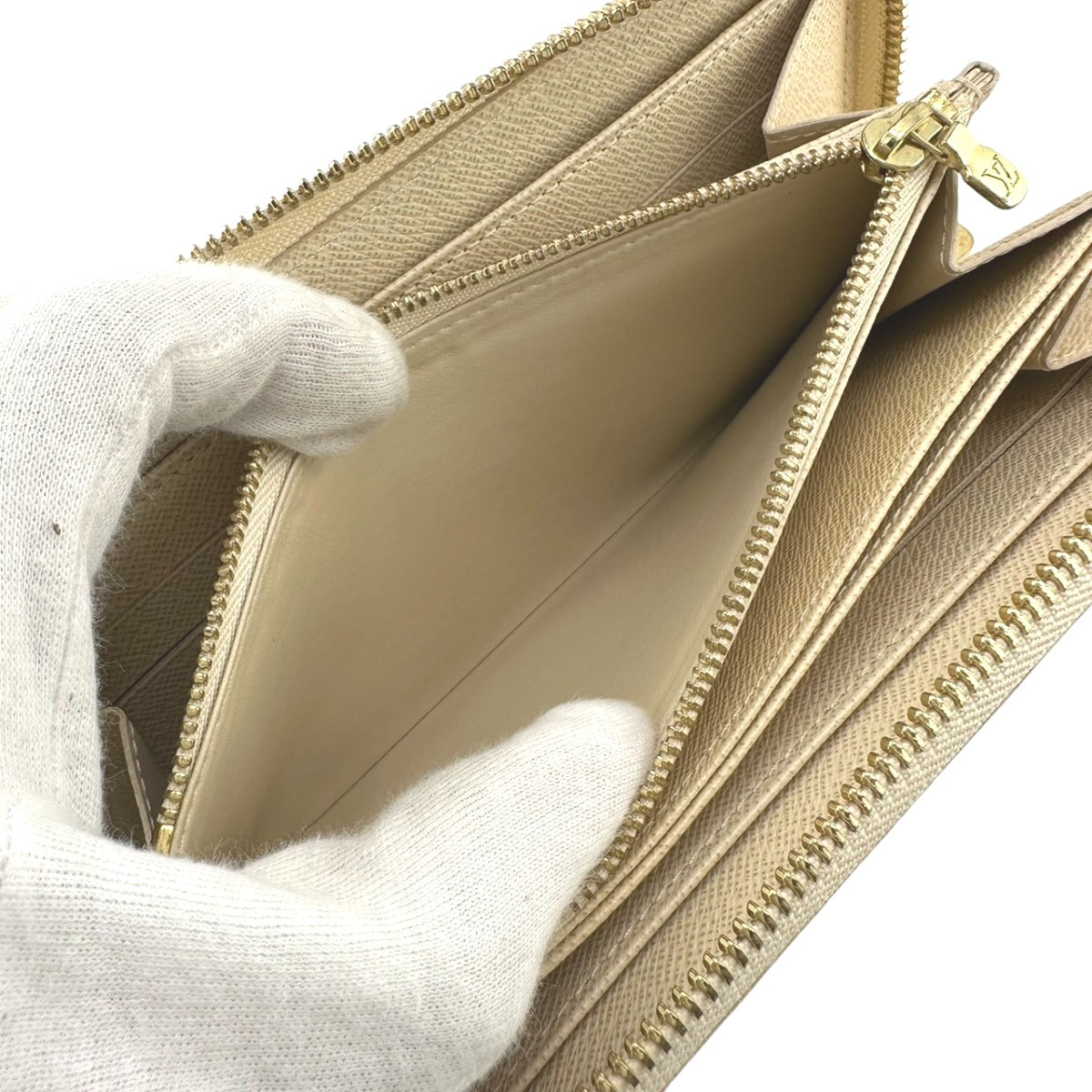 LOUIS VUITTON Long Wallet Purse N60019 Damier Azur Canvas white Azur Zippy wallet