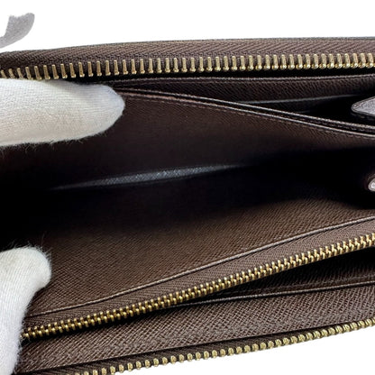 LOUIS VUITTON Long Wallet Purse N60015 Damier canvas, leather Brown Damier Zippy wallet old model