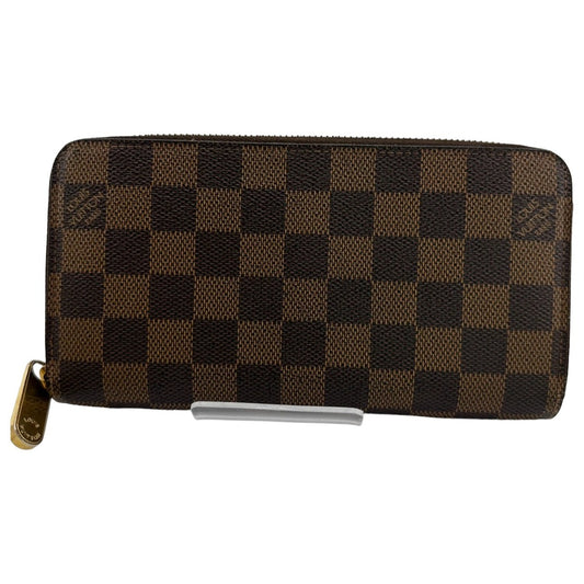 LOUIS VUITTON Long Wallet Purse N60015 Damier canvas, leather Brown Damier Zippy wallet old model