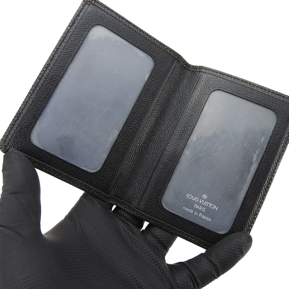 LOUIS VUITTON Card Case Taiga black