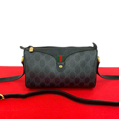 GUCCI Shoulder Bag leather black Sherry line