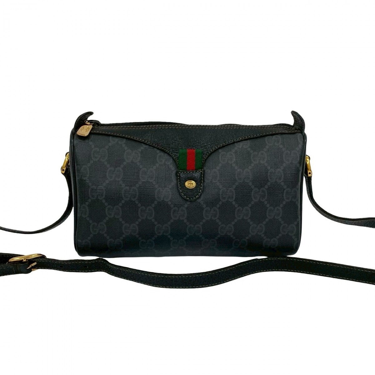 GUCCI Shoulder Bag leather black Sherry line