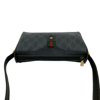 GUCCI Shoulder Bag leather black Sherry line