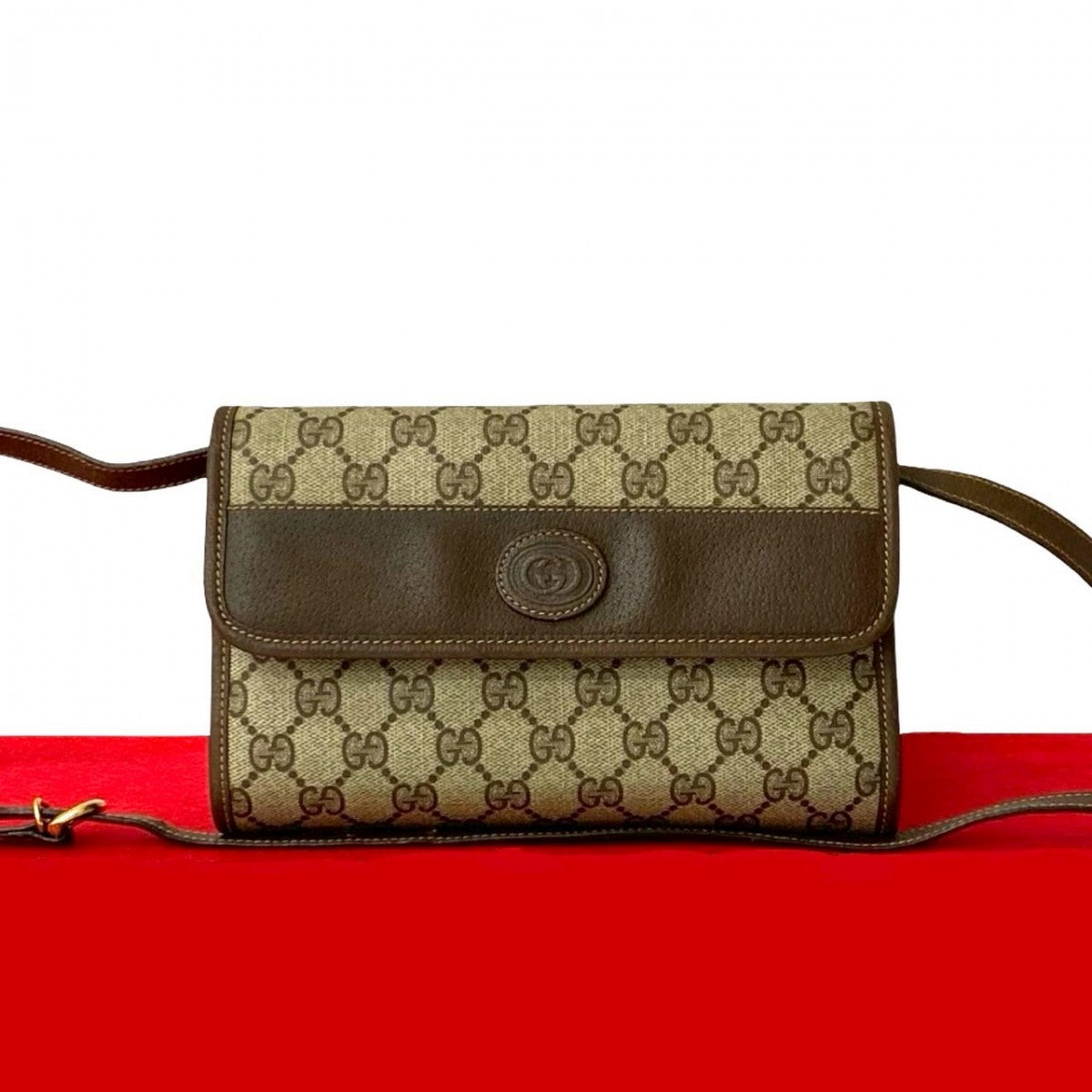 GUCCI Shoulder Bag leather Brown