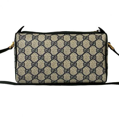 GUCCI Shoulder Bag leather Navy Sherry line