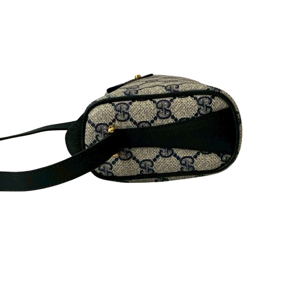 GUCCI Shoulder Bag leather Navy Sherry line