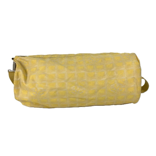 CHANEL Shoulder Bag Nylon jacquard yellow New travel line Cylindrical