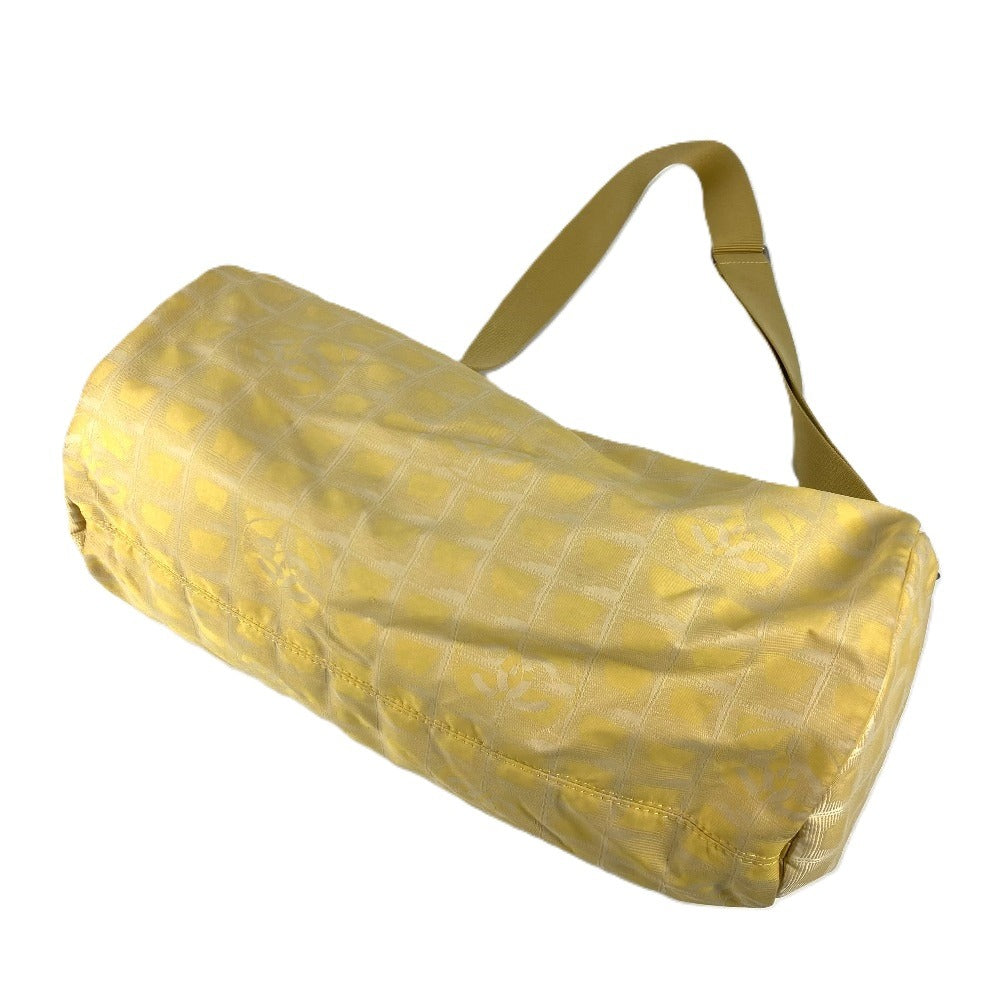 CHANEL Shoulder Bag Nylon jacquard yellow New travel line Cylindrical