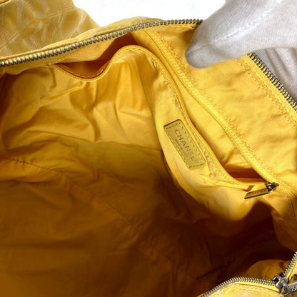 CHANEL Shoulder Bag Nylon jacquard yellow New travel line Cylindrical