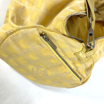 CHANEL Shoulder Bag Nylon jacquard yellow New travel line Cylindrical