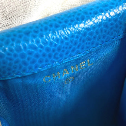 CHANEL Cigarette case A13511 Caviar skin blue CC COCO Mark