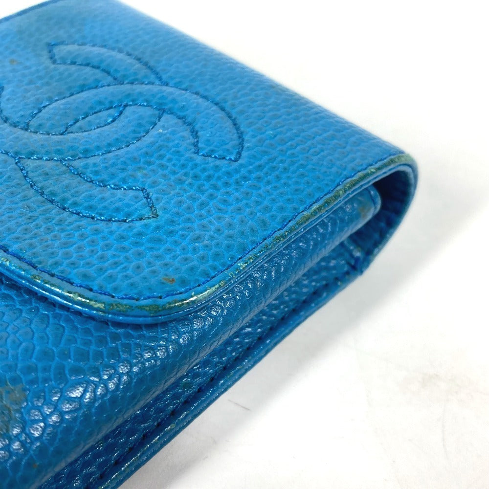 CHANEL Cigarette case A13511 Caviar skin blue CC COCO Mark