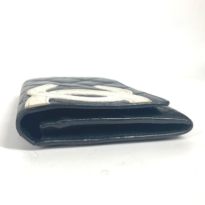 CHANEL Folded wallet leather black Cambon line CC COCO Mark