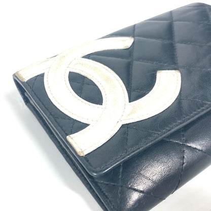 CHANEL Folded wallet leather black Cambon line CC COCO Mark