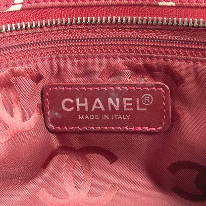 CHANEL Pouch canvas Red Bysy line logo