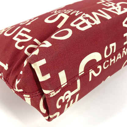 CHANEL Pouch canvas Red Bysy line logo
