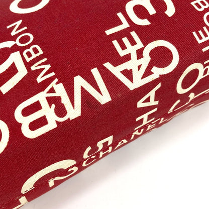 CHANEL Pouch canvas Red Bysy line logo