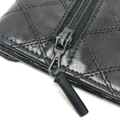 CHANEL Long Wallet Purse lambskin black Matrasse