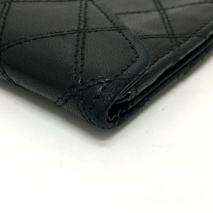 CHANEL Long Wallet Purse lambskin black Matrasse
