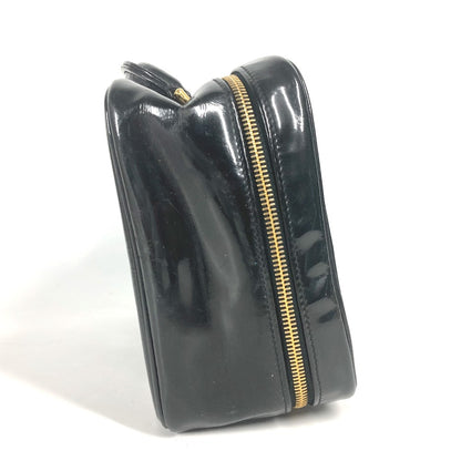 CHANEL Vanity bag enamel black vintage CC COCO Mark