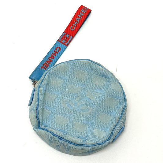 CHANEL Pouch Nylon blue Sports round