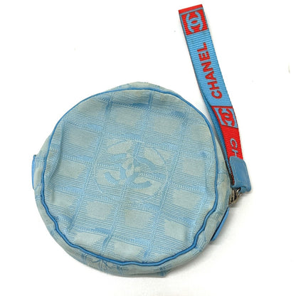 CHANEL Pouch Nylon blue Sports round
