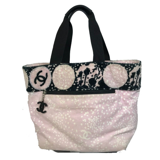 CHANEL Tote Bag canvas Light pink x black COCO Mark
