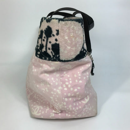 CHANEL Tote Bag canvas Light pink x black COCO Mark