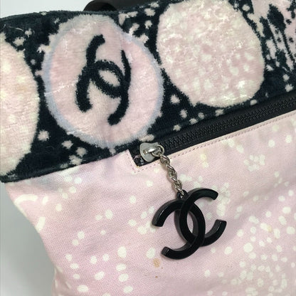 CHANEL Tote Bag canvas Light pink x black COCO Mark