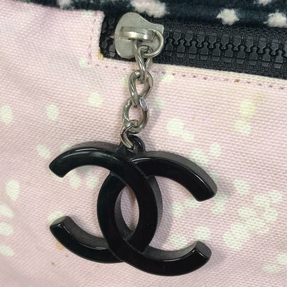 CHANEL Tote Bag canvas Light pink x black COCO Mark