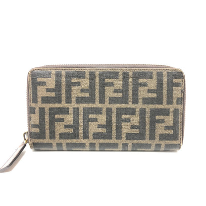 FENDI Long Wallet Purse 7M0174 PVC / Leather Brown Zucca mens Used Authentic