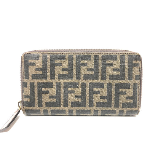 FENDI Long Wallet Purse 7M0174 PVC / Leather Brown Zucca mens Used Authentic
