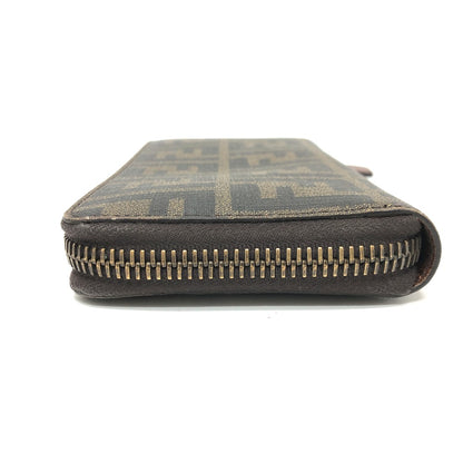 FENDI Long Wallet Purse 7M0174 PVC / Leather Brown Zucca