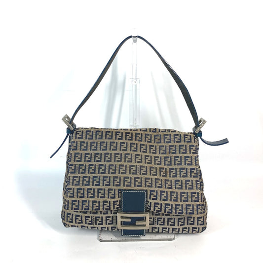 FENDI Shoulder Bag Canvas / leather Navy shoulder bag Mamma Bucket Women Used Authentic