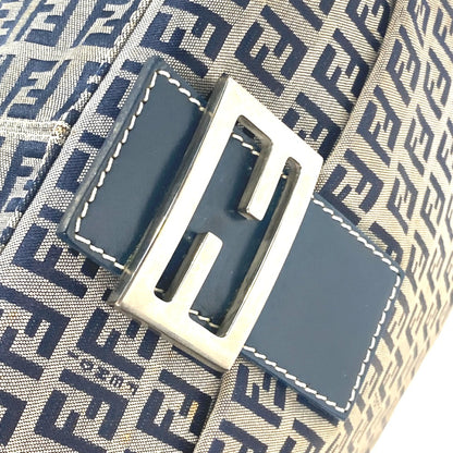 FENDI Shoulder Bag Canvas / leather Navy shoulder bag Mamma Bucket Women Used Authentic